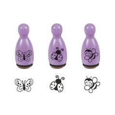 pečiatka set 3 ks 1,2cm včela, lienka a motýľ