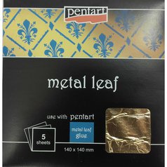 metalická fólia Pentart 14x14 cm zlatá, 5ks