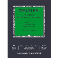 ARCHES akvarelový blok, Cold Pressed, Natural White 300g, A4, 12 listov