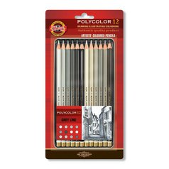 umelecké pastelky KOH-I-NOOR POLYCOLOR 12ks šedé