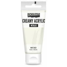 akrylová farba Pentart 60 ml metalická biele zlato
